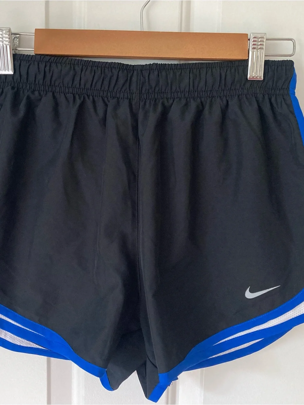 Nike Black Women's Athletic Shorts with Blue Trim